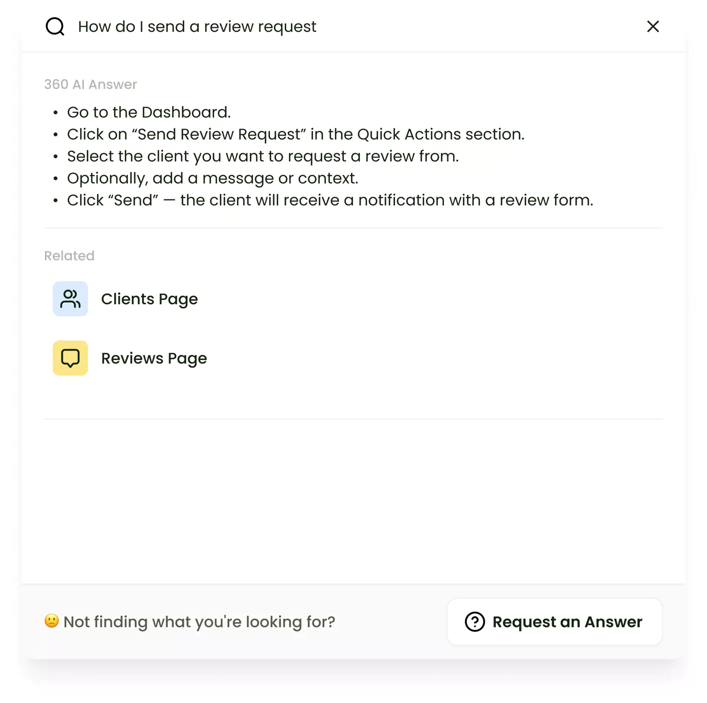 AI-powered knowledge base interface showing intelligent search, instant answers, and policy lookup for field service technicians